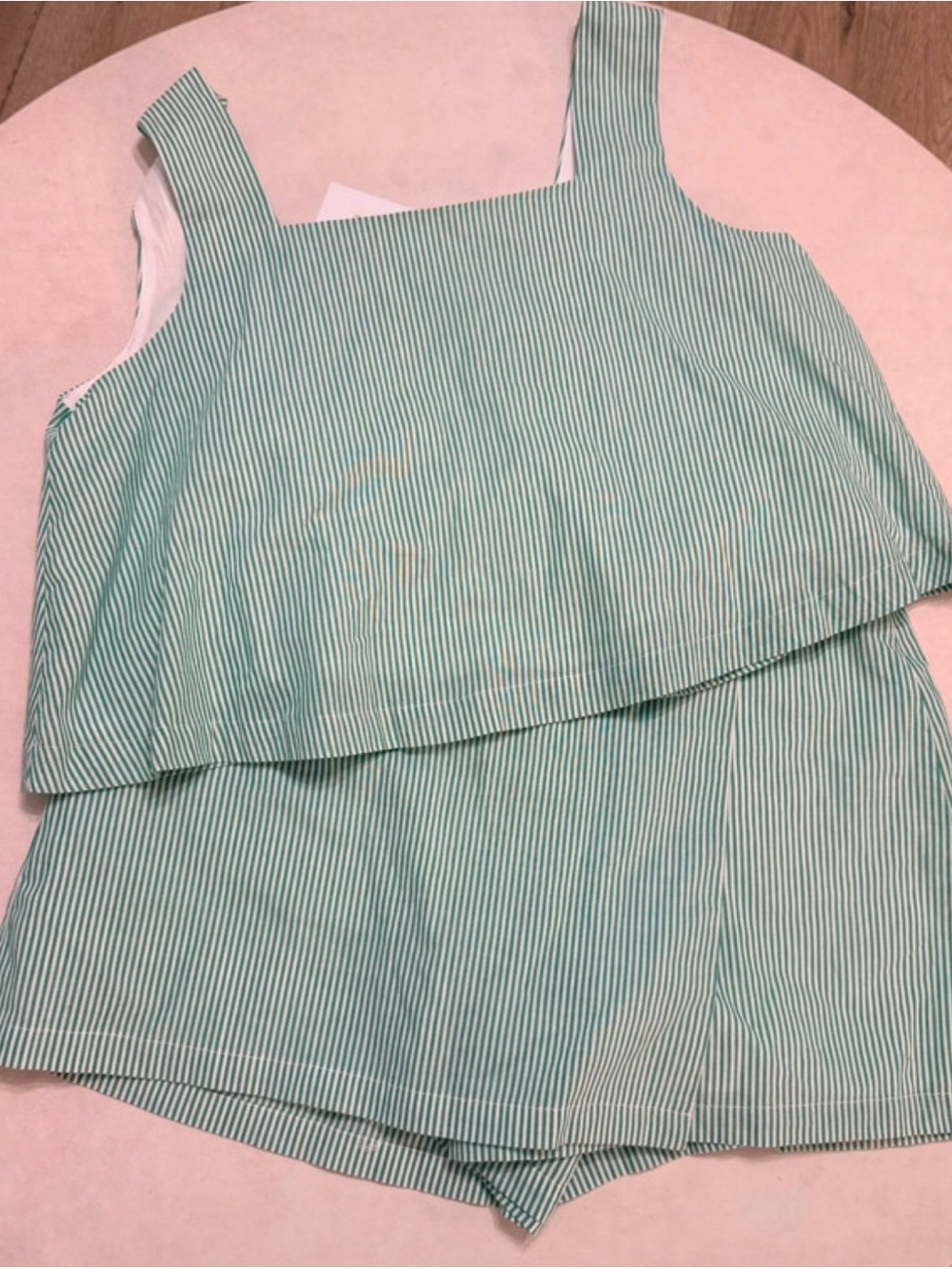 Sleeveless Layered Tank Top in Mint Green Stripe - Women